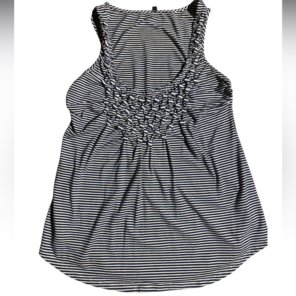 Anthropologie Blue and White Striped Tank Top with Buttons Size Medium